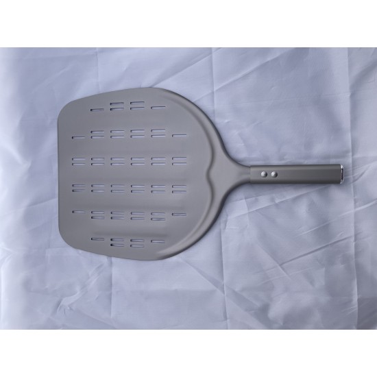 Pizzaspade i aluminium - kort, perforeret 